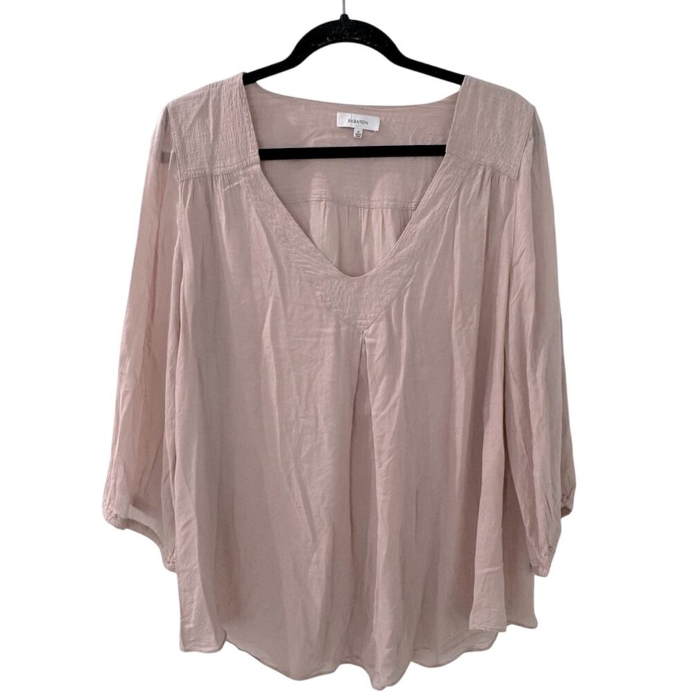 Babaton Aritzia V-Neck Blush Flowy Blouse Shirt M Work Office Boho